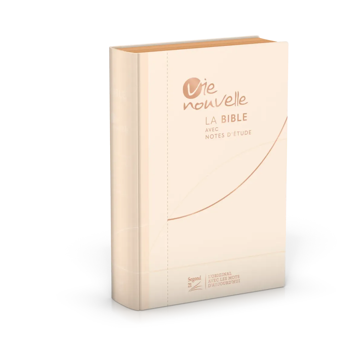 Bible d'étude Vie nouvelle, S21, souple, toile beige, tranches or rose