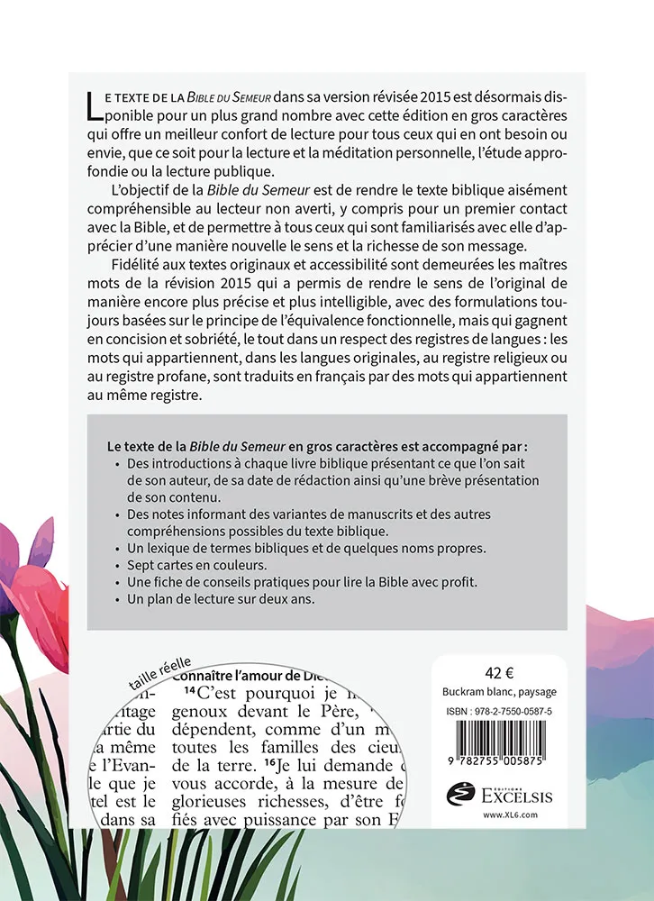 Bible Semeur avec gros caractères semi-souple textile