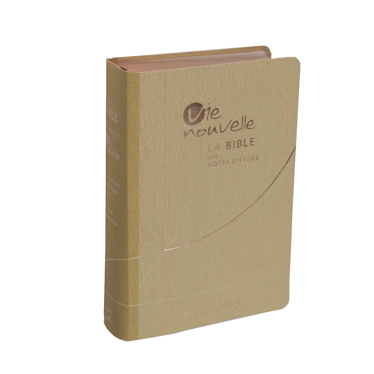 Bible d'étude Vie nouvelle, S21, souple, toile beige, tranches or rose