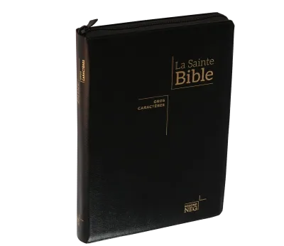 Bible NEG11890, GC, couv. fibrocuir, fermeture zip, tranche or, onglets