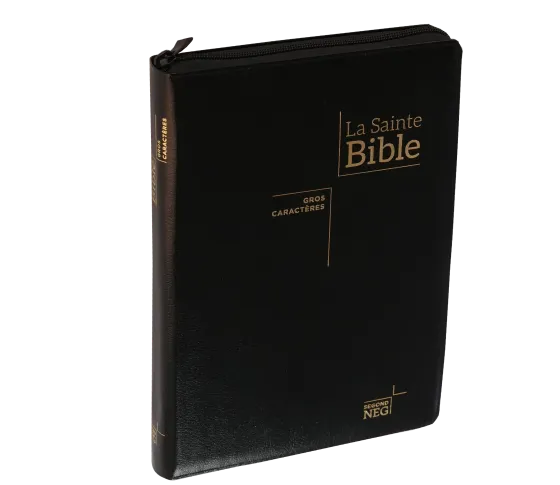 Bible NEG11890, GC, couv. fibrocuir, fermeture zip, tranche or, onglets