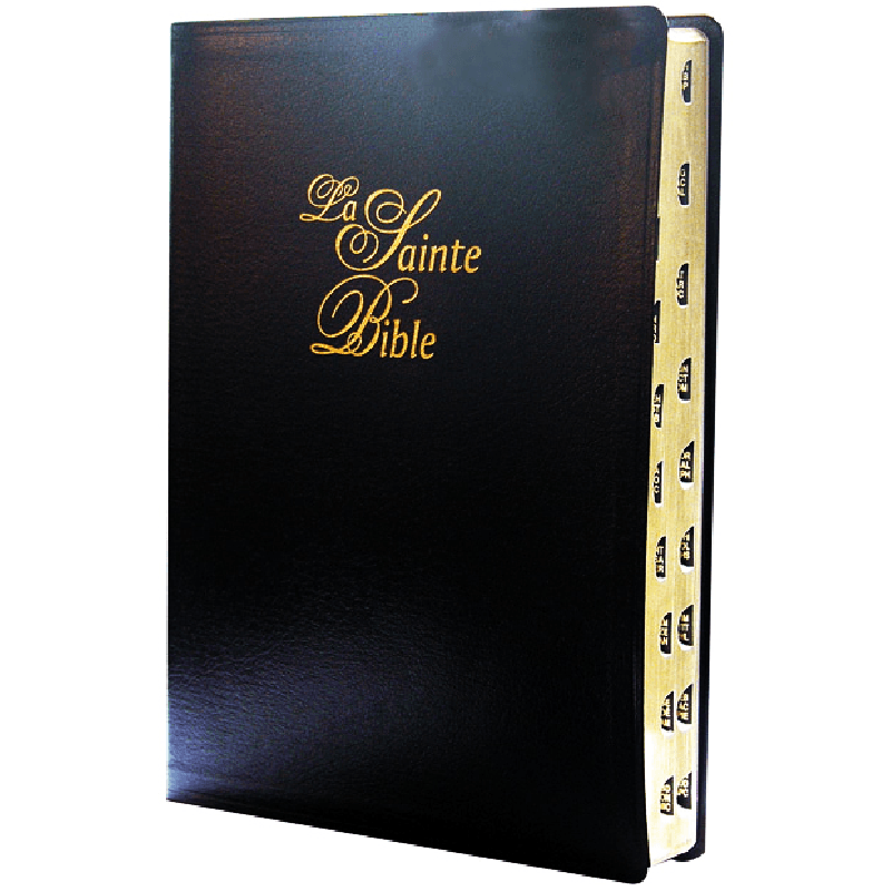 Bible Segond 1910 à gros caractères, Modèle souple, noir, tranche or, onglets, couverture cuir,...