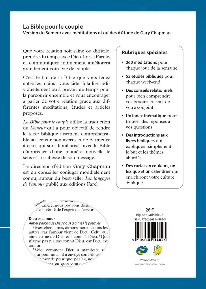 Bible pour le couple, couverture rigide bleue