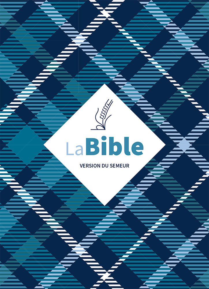 Bible, Semeur 2015, textile souple tissu carreaux, tranche blanche