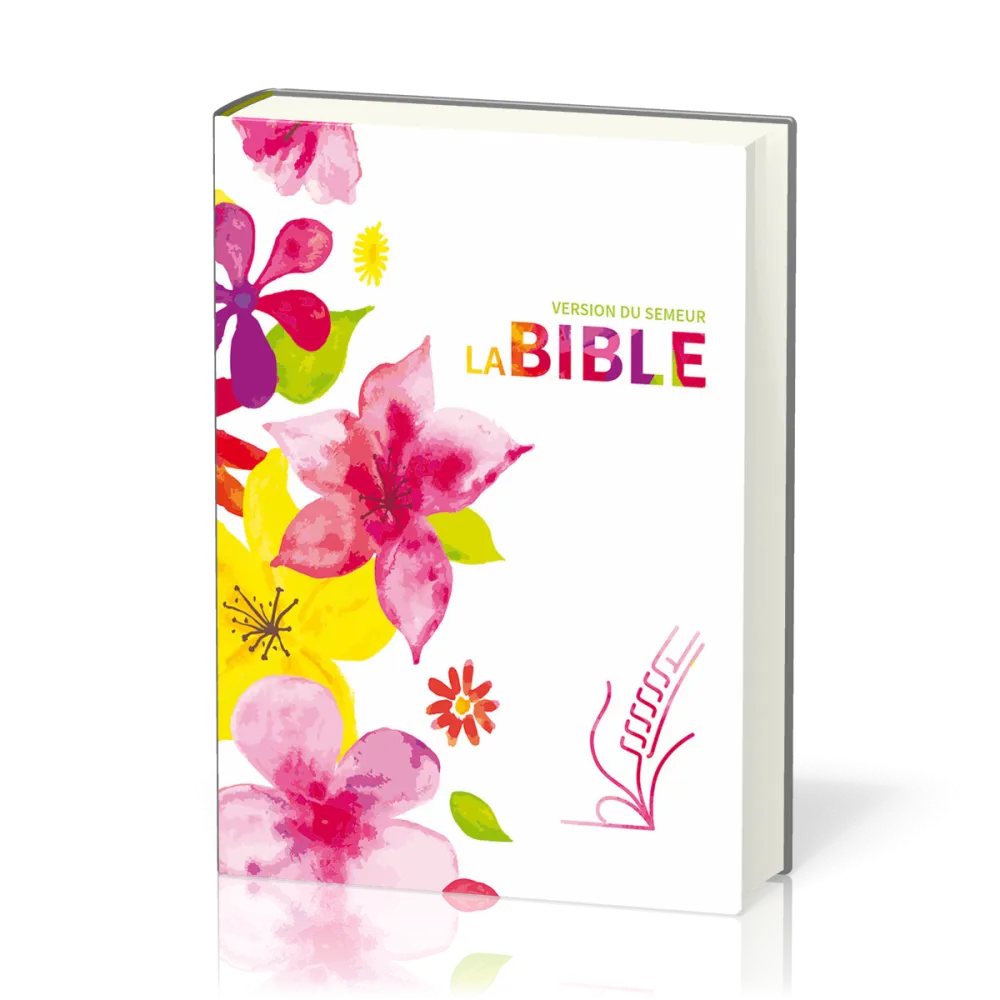 Bible, Version du Semeur 2015, textile rigide fleurs, tranche blanche