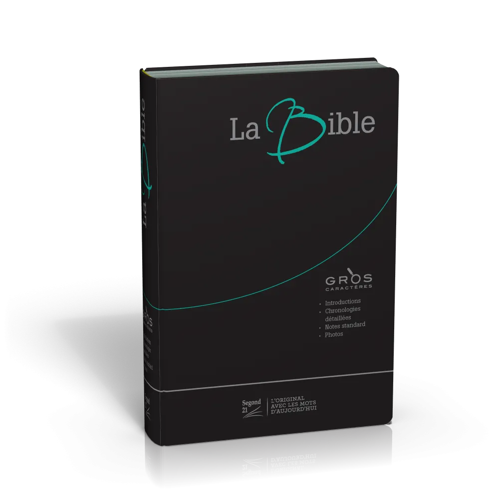 Bible S21 gros caractères, Couverture souple, fibrocuir noir SG12569