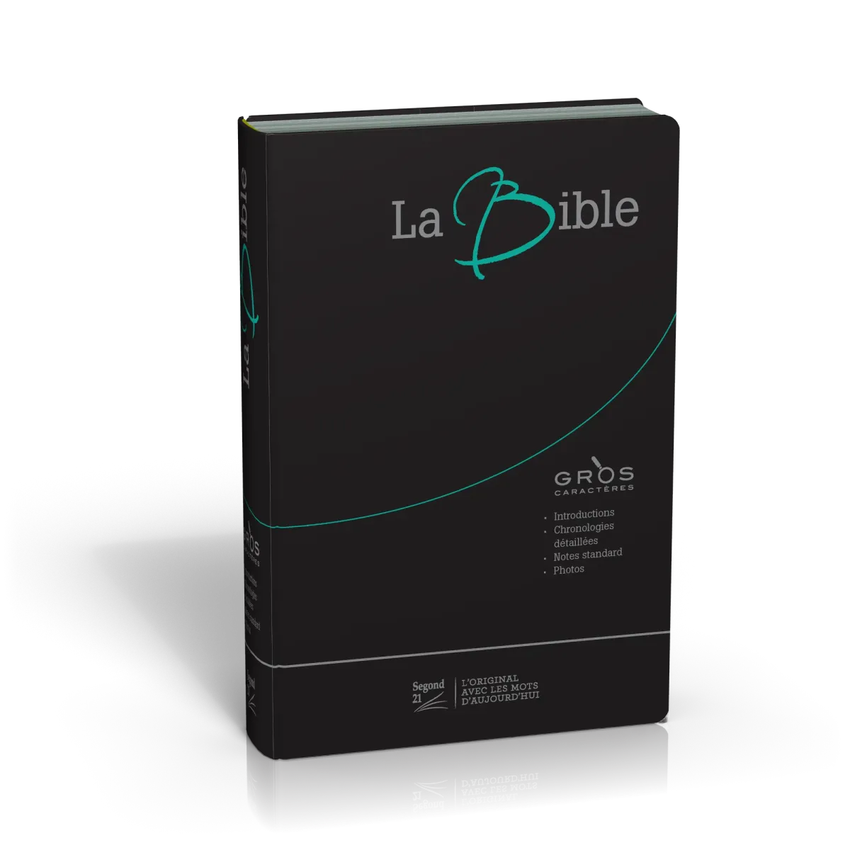 Bible S21 gros caractères, Couverture souple, fibrocuir noir SG12569