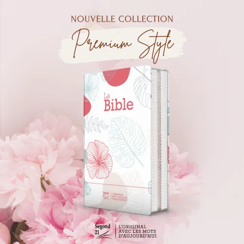 Bible Segond 21 compacte (premium style), couverture souple toilée motif fleuri, avec fermeture...