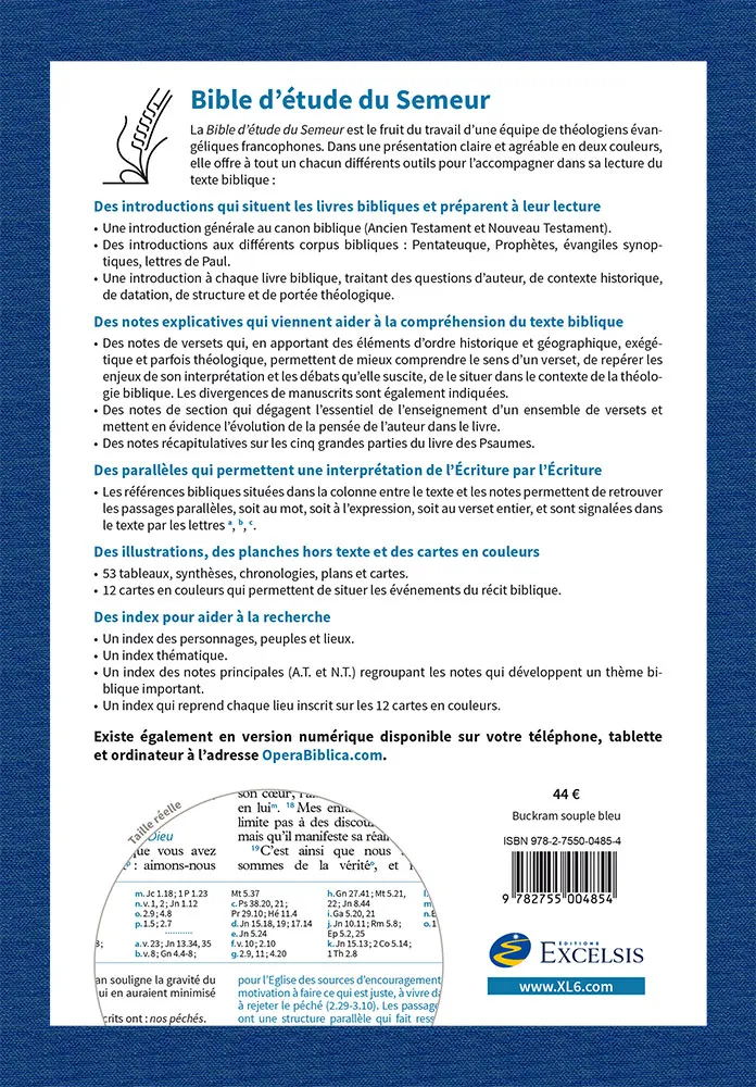 Bible d’étude, version Semeur, souple bleue